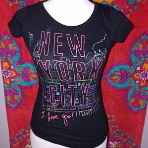 Black Holographic New York City Shirt Girls Large